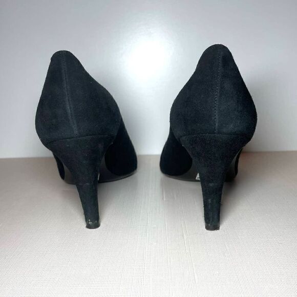 Stuart Weitzman Black Suede Pumps Pointed Toe Heels Stiletto Womens Size 9.5 - Picture 4 of 6